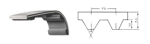 Rubber timing belt tooth profile diagram — HTD